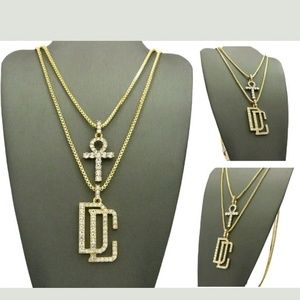 14K Gold plated iced out chains combo